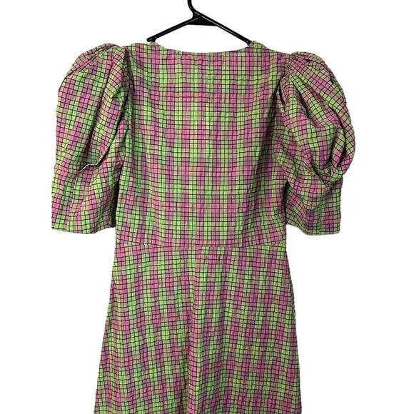 NWT  Zara Plaid Geometric Print Midi Dress Sz XS