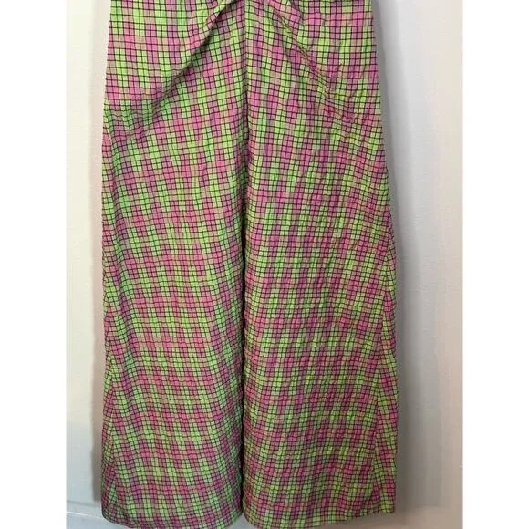 NWT  Zara Plaid Geometric Print Midi Dress Sz XS