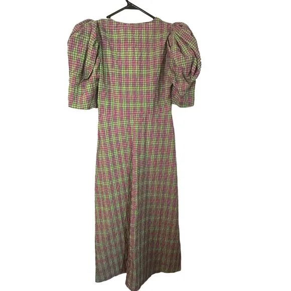 NWT  Zara Plaid Geometric Print Midi Dress Sz XS