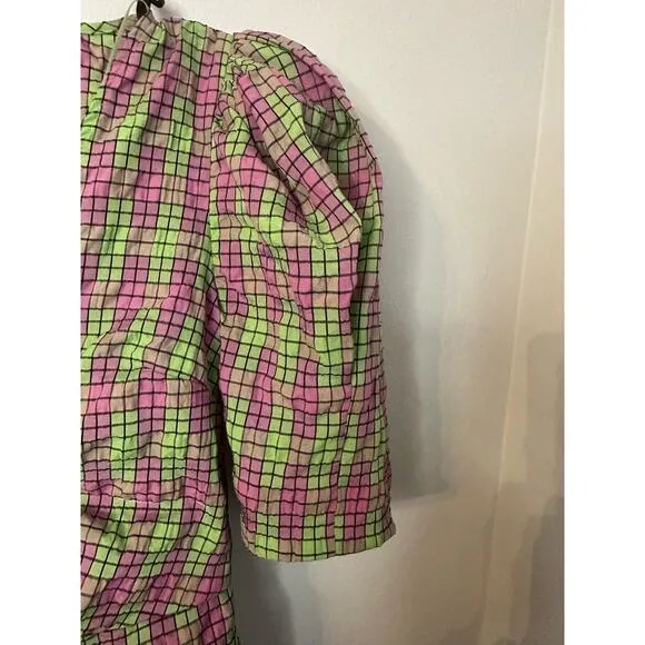 NWT  Zara Plaid Geometric Print Midi Dress Sz XS