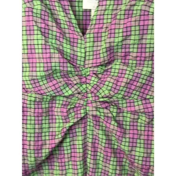 NWT  Zara Plaid Geometric Print Midi Dress Sz XS