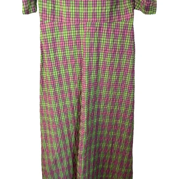 NWT  Zara Plaid Geometric Print Midi Dress Sz XS