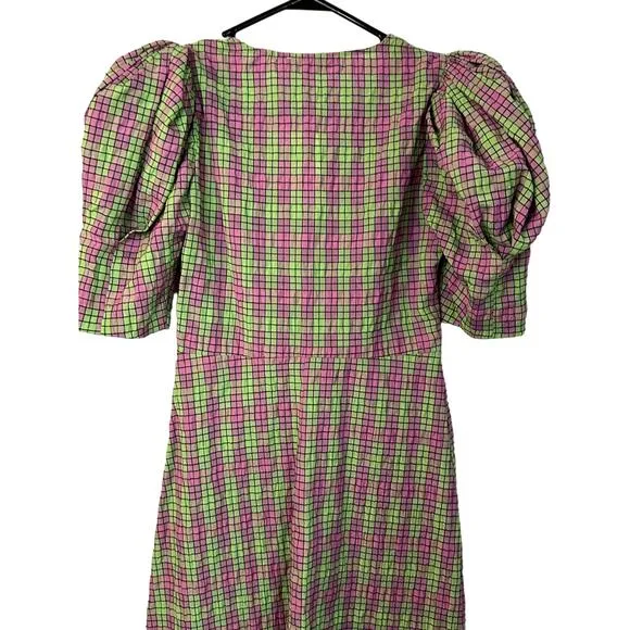 NWT  Zara Plaid Geometric Print Midi Dress Sz XS