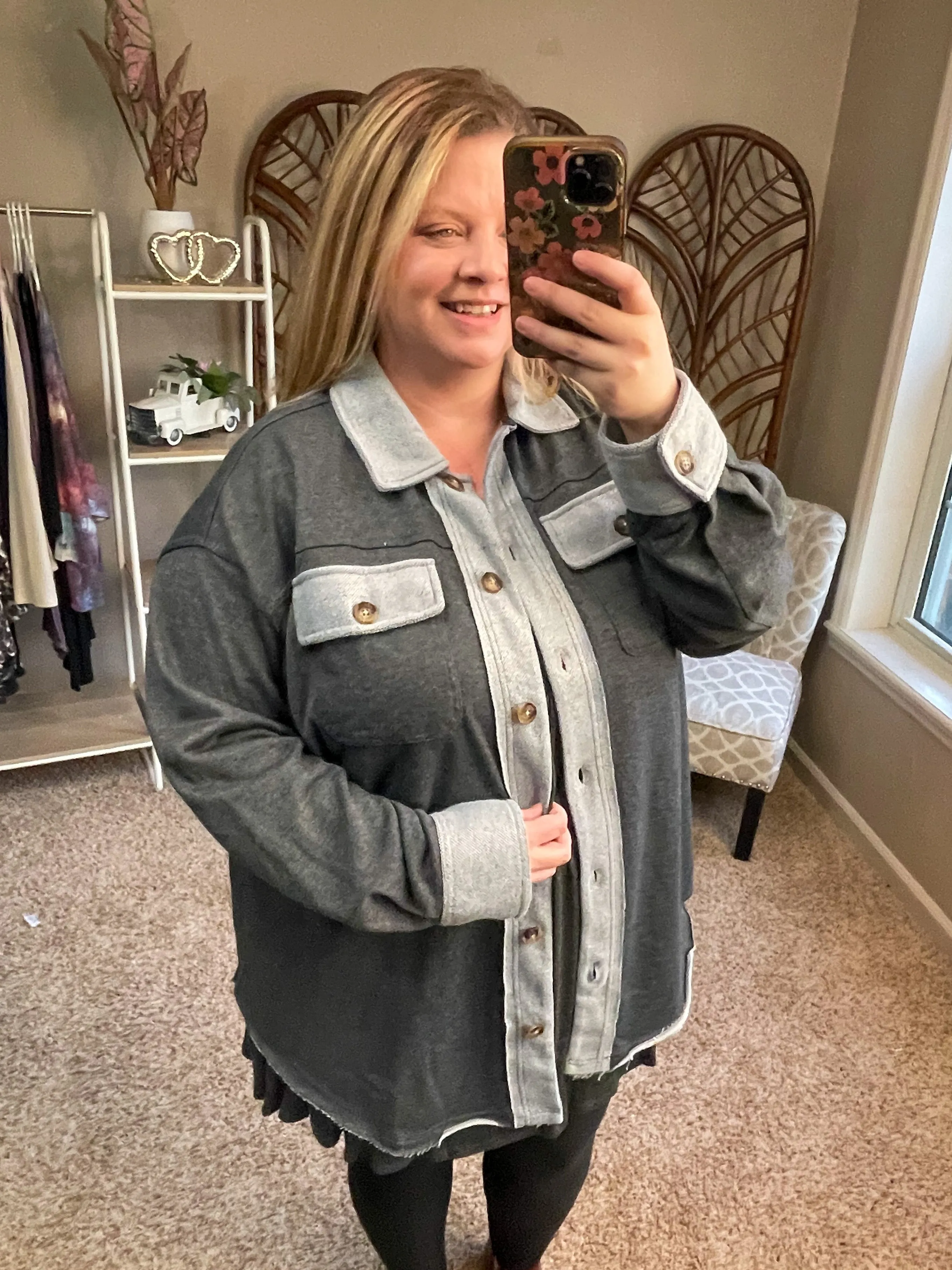 On Your Mark Light French Terry Jacket - Charcoal