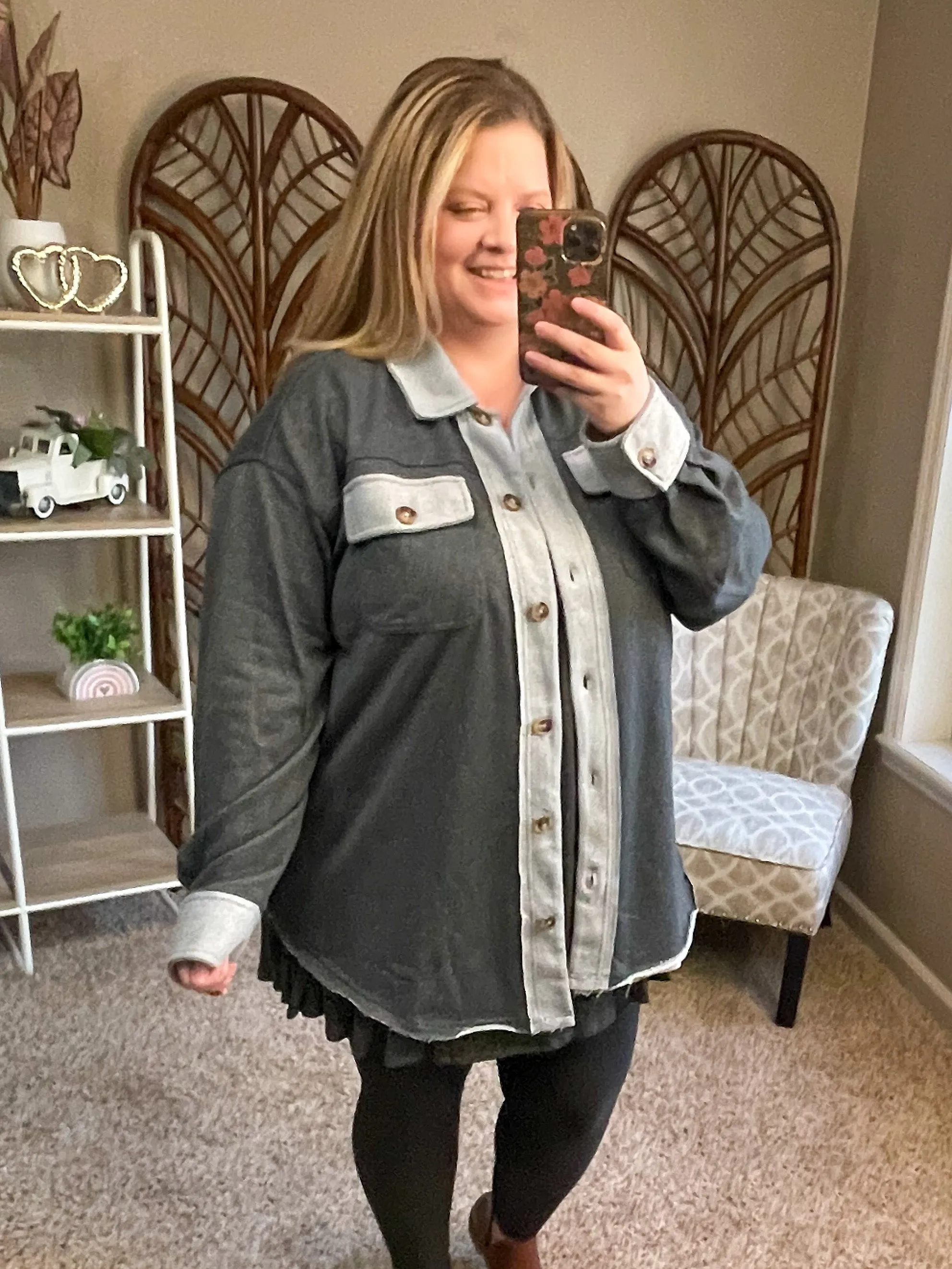 On Your Mark Light French Terry Jacket - Charcoal