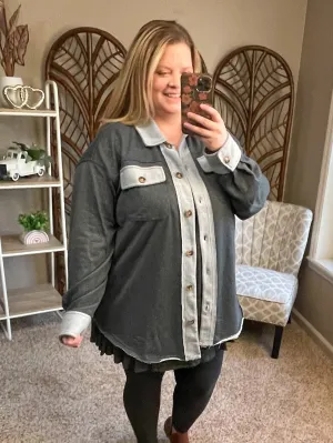 On Your Mark Light French Terry Jacket - Charcoal