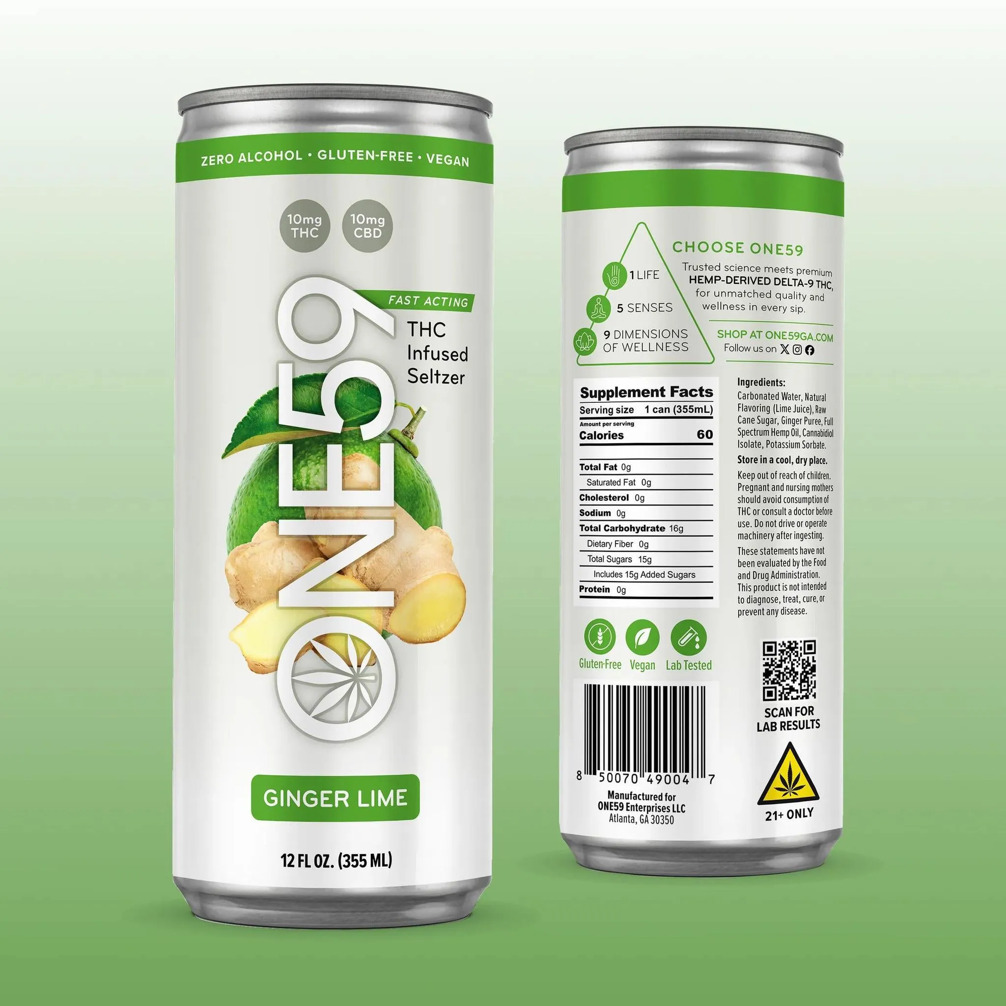 ONE59 CBD Infused Seltzer 12oz