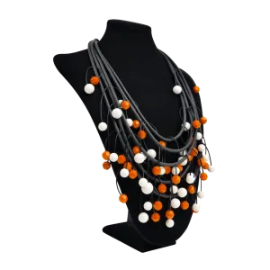 Onyx White Orange Teardrop Necklace