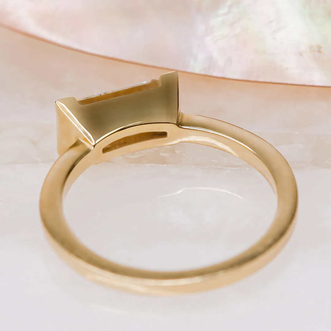 Or Semi Bezel Natural East-West Baguette Cut  Diamond Engagement Ring