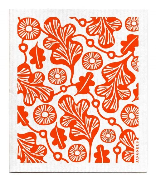 Orange Oak Leaf Dishcloth