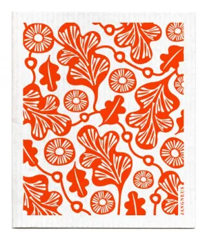 Orange Oak Leaf Dishcloth
