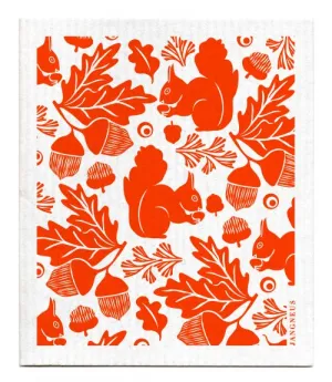 Orange Squirrel Dishcloth