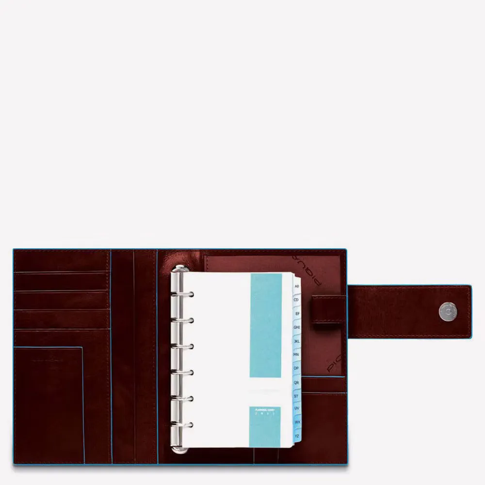 Organizer Piquadro in Pelle Blue Square Mogano