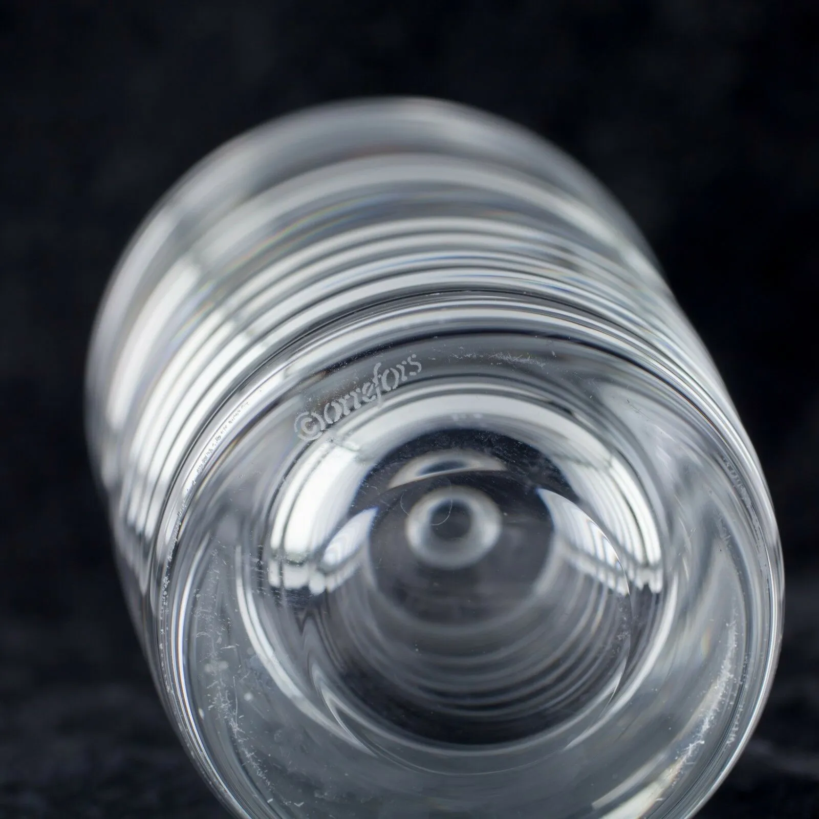 Orrefors Ribbed Crystal Decanter Nice Condition 10.5" Tall Etched