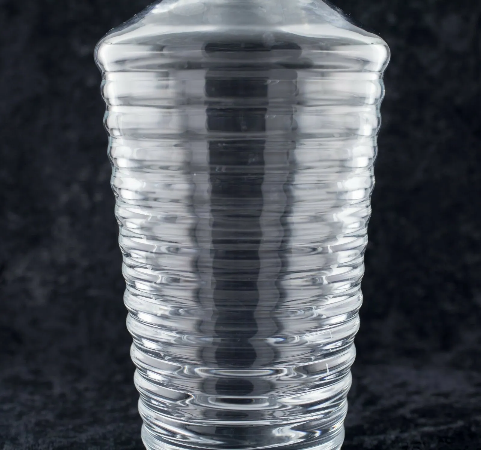 Orrefors Ribbed Crystal Decanter Nice Condition 10.5" Tall Etched