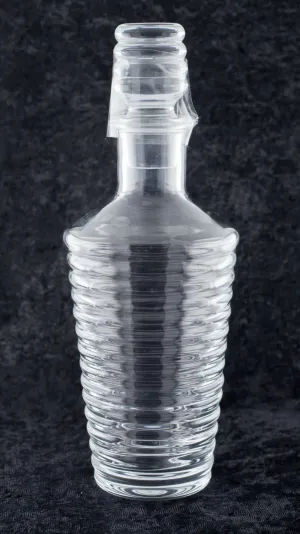 Orrefors Ribbed Crystal Decanter Nice Condition 10.5" Tall Etched