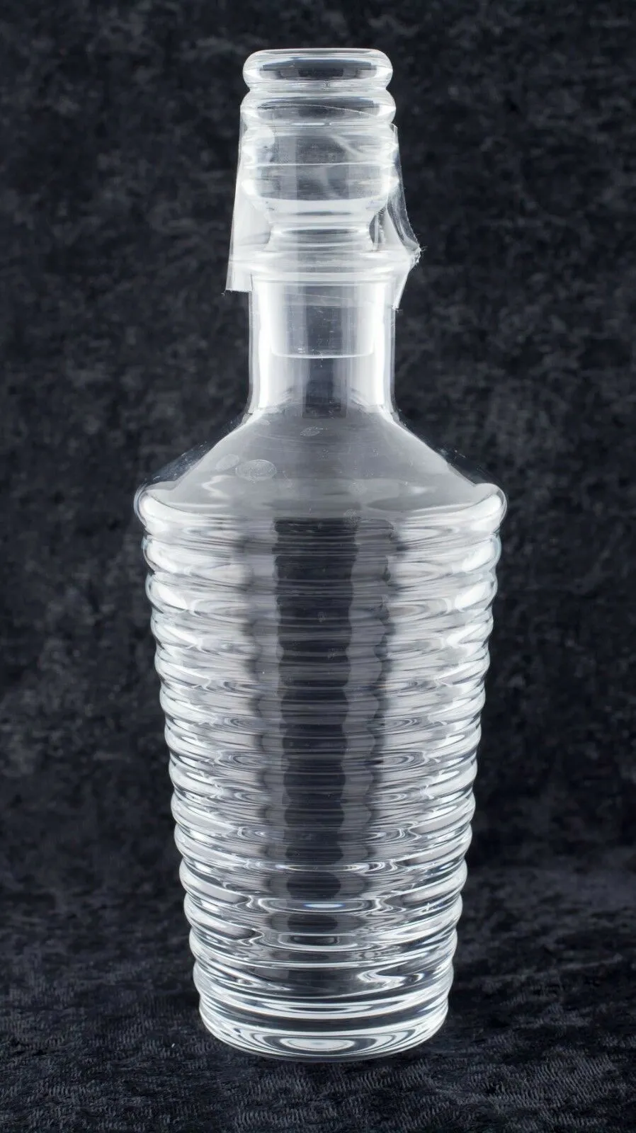 Orrefors Ribbed Crystal Decanter Nice Condition 10.5" Tall Etched