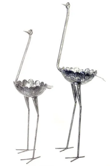 Ostrich Planter of Recycled Metal