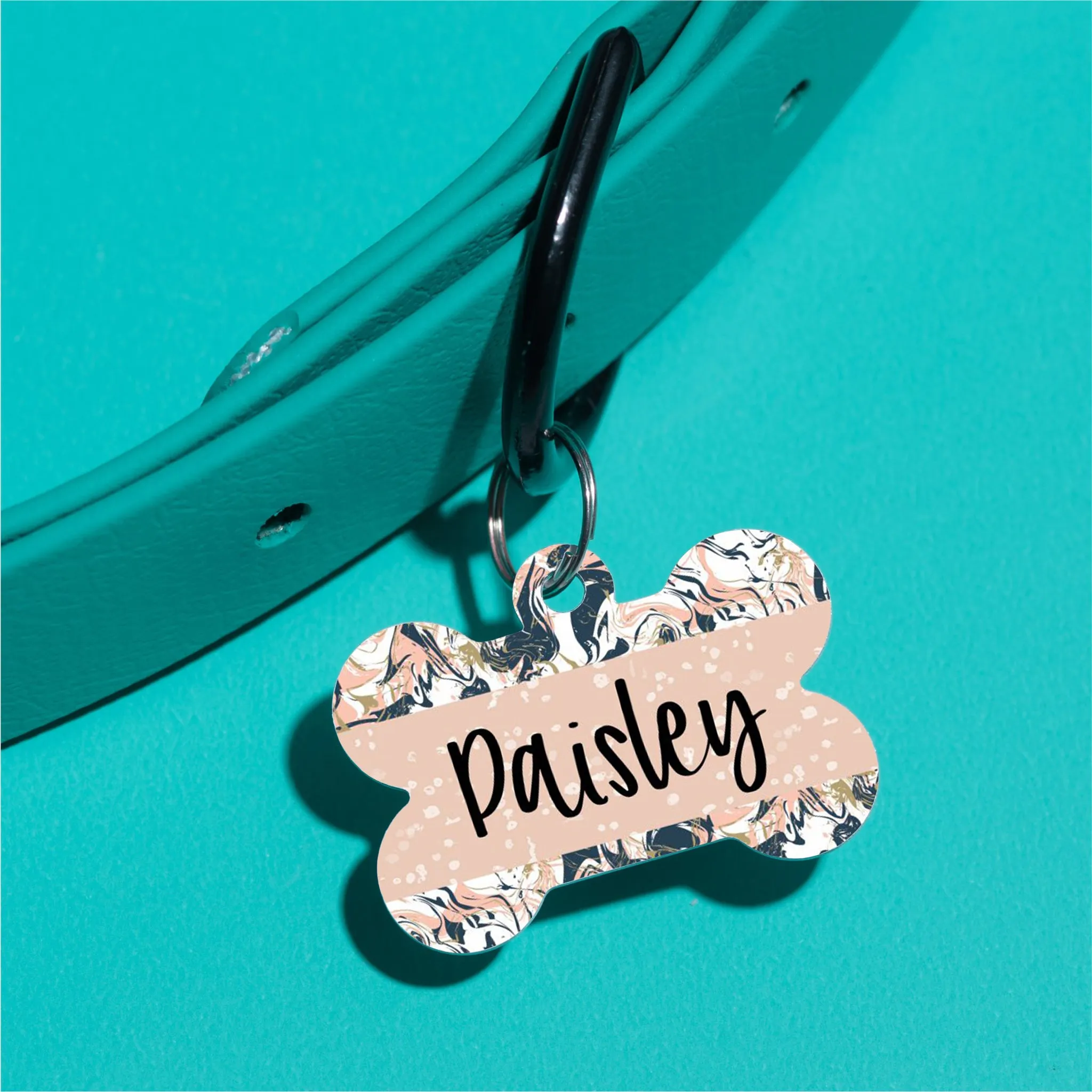 Painted Marble Pet ID Tag