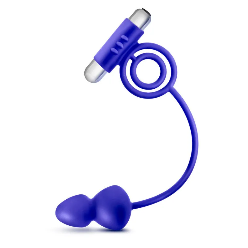 Performance Penetrator Anal Plug W/vibrating   Rings - Indigo