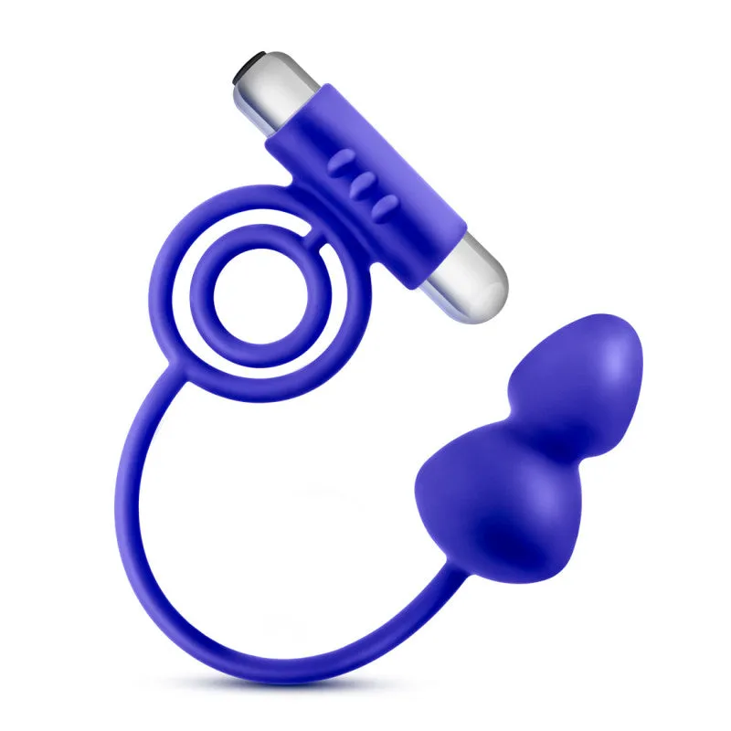 Performance Penetrator Anal Plug W/vibrating   Rings - Indigo