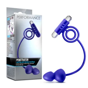 Performance Penetrator Anal Plug W/vibrating   Rings - Indigo