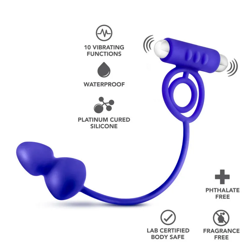 Performance Penetrator Anal Plug W/vibrating   Rings - Indigo
