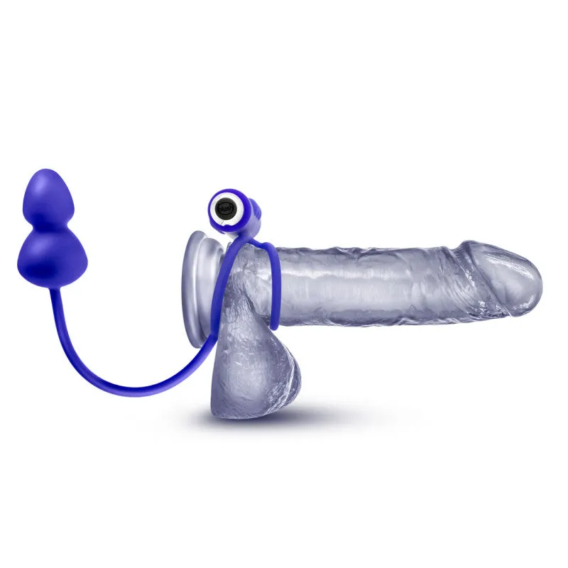 Performance Penetrator Anal Plug W/vibrating   Rings - Indigo