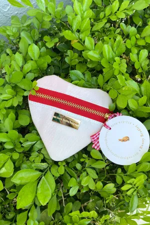 Pink and White Heart Shaped Card Holder