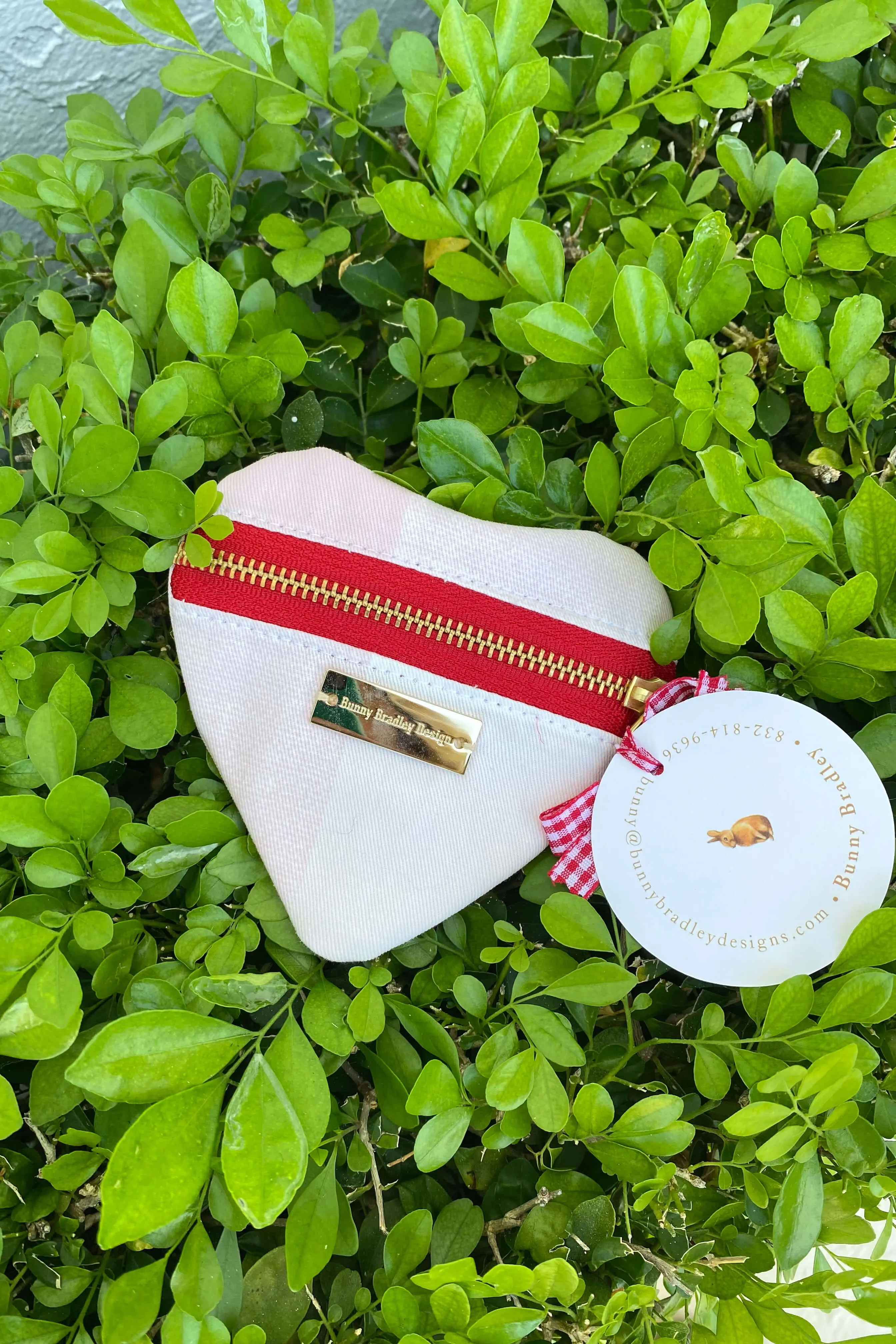 Pink and White Heart Shaped Card Holder