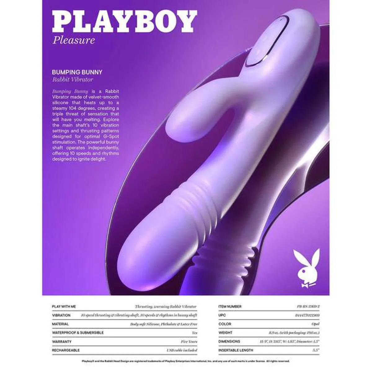 Playboy Bumping Bunny G-Spot Vibrator with Warming Function