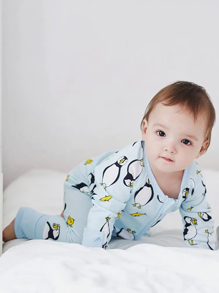 Playful Puffins Baby Zip Sleepsuit with Hand & Feet Cuffs (9-12M ONLY)
