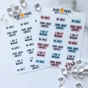Pocket Size - Adulting Opps I Did It Again Planner Script Stickers
