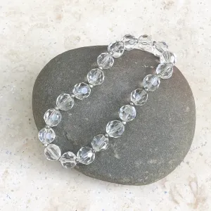 Polished Faceted Clear Crystal Stretch Bracelet