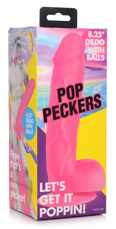 Pop Pecker 8.25 Inch  With Balls - Pink