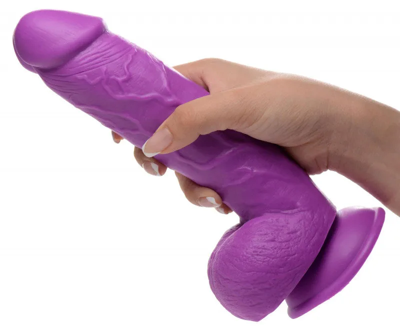 Pop Pecker 8.25 Inch  With Balls - Purple
