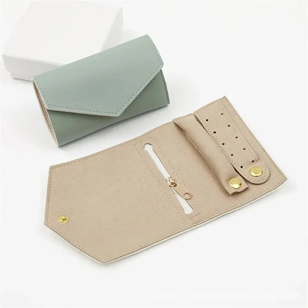 Portable Jewelry Organizer Bag for Women Travel Multi-functional Earrings Ring Necklace Storage Bag PU Creative Jewelry Roll