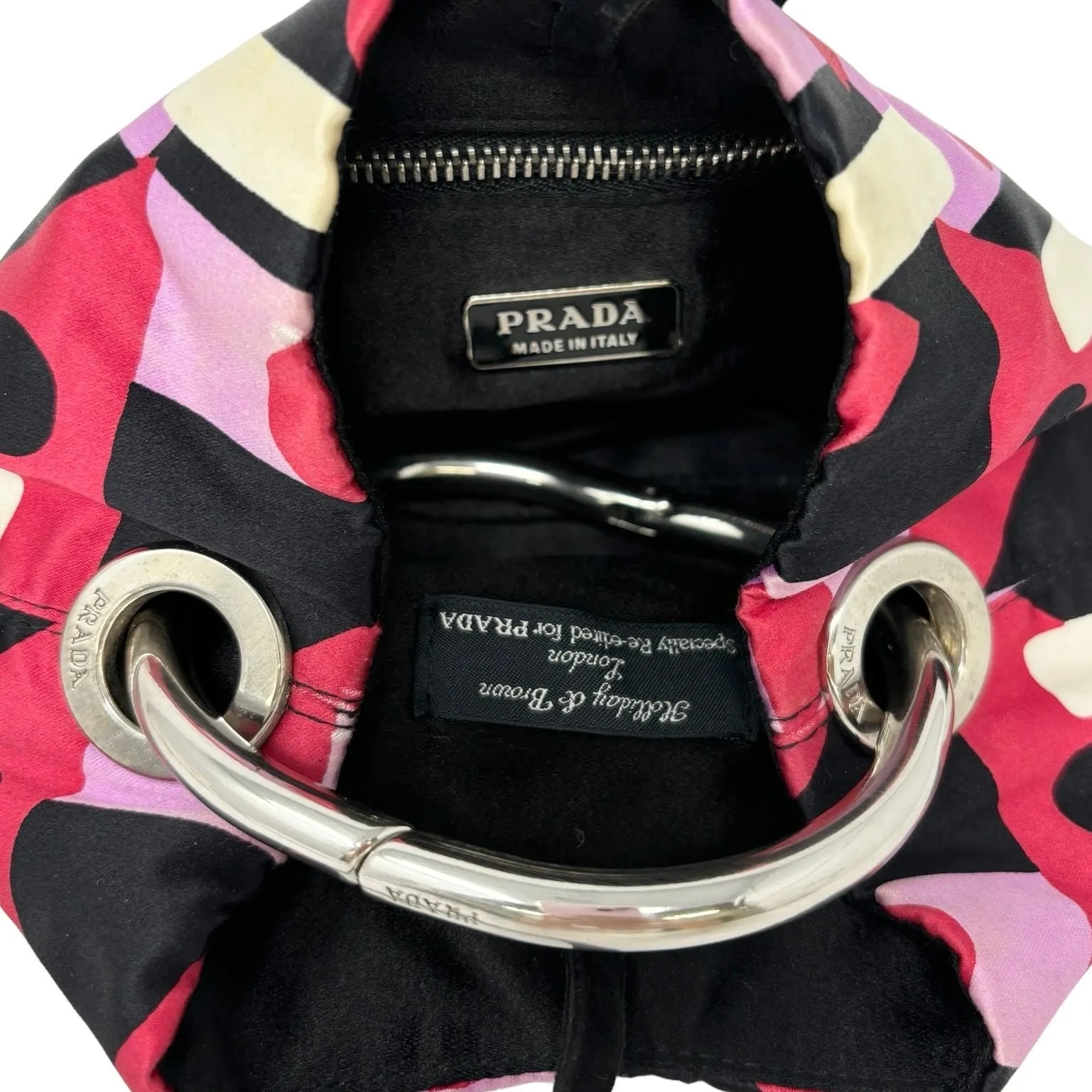 Prada Mini Pink Satin Geometric Ring Handle Bag