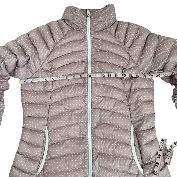 PrAna Lyra Women M Pink Dot Down Jacket Packable Puffer Water Resistant Travel