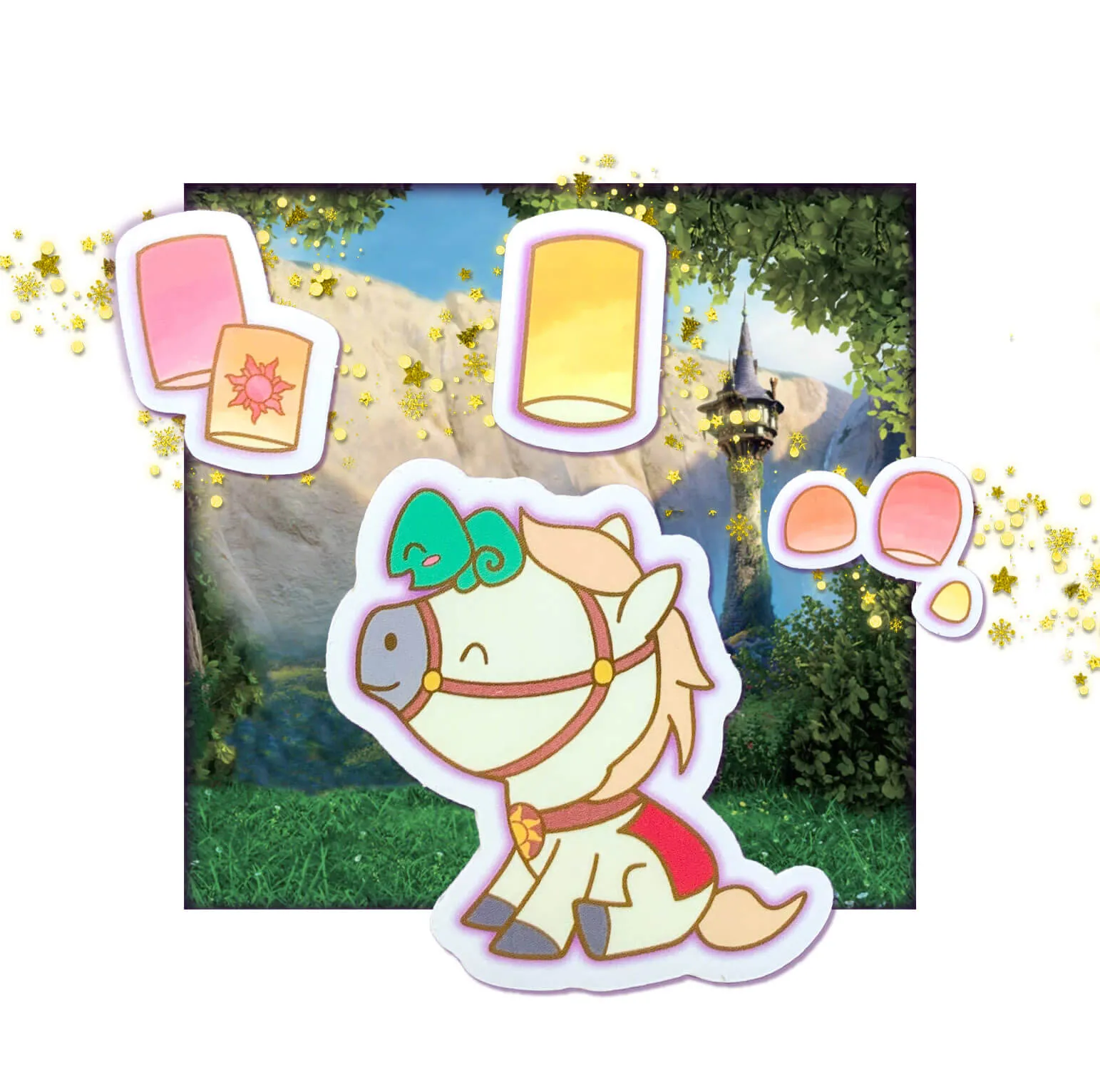 Punzie's Pals Clear Sticker and Lanterns