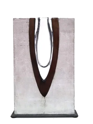 "Aerodynamic" (Small) Cement, Wood, Handblown Glass and Metal