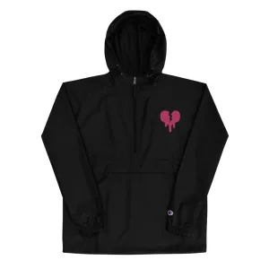 "Broken Heart" Embroidered Champion Packable Jacket designed by Hero.