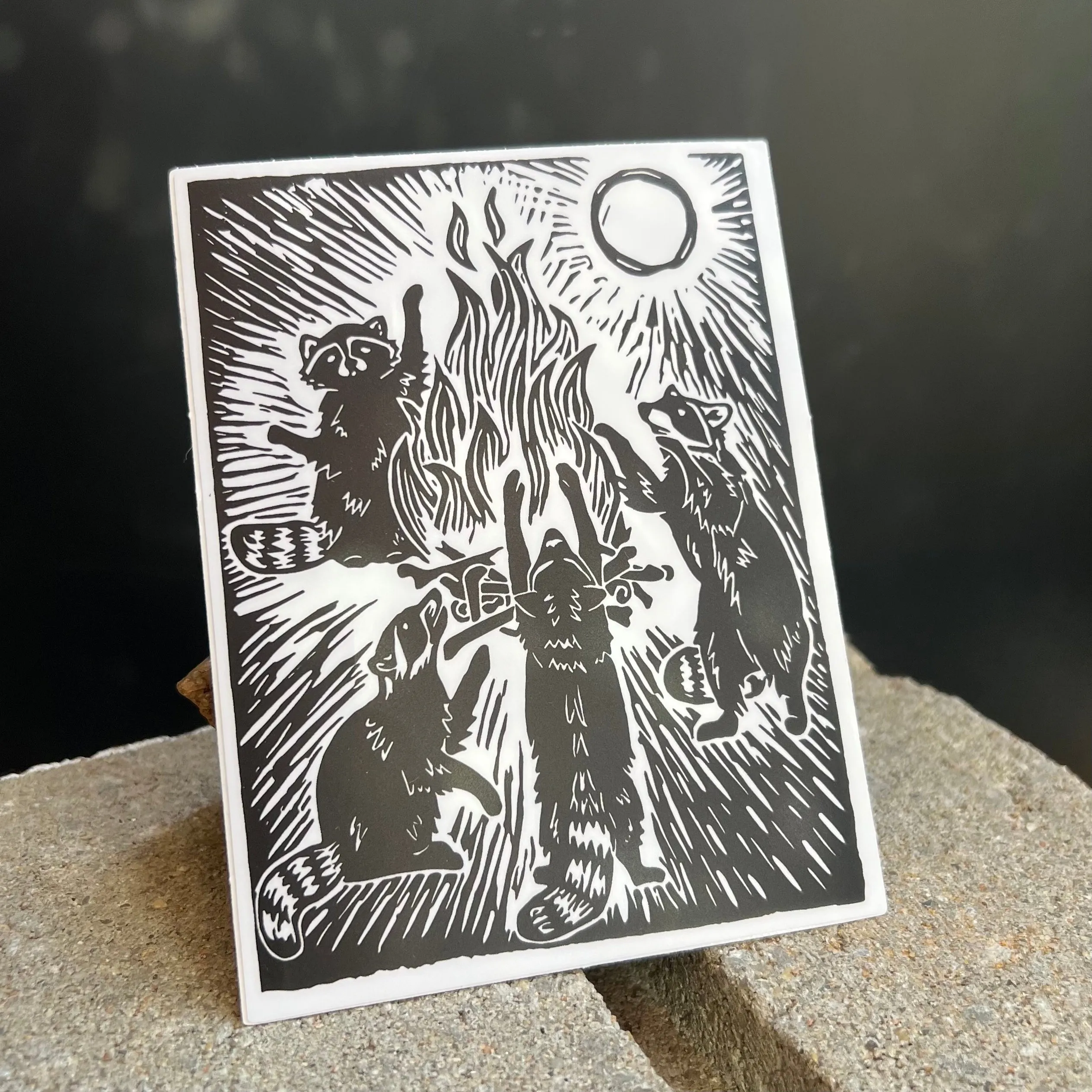 Raccoon Bonfire Sticker