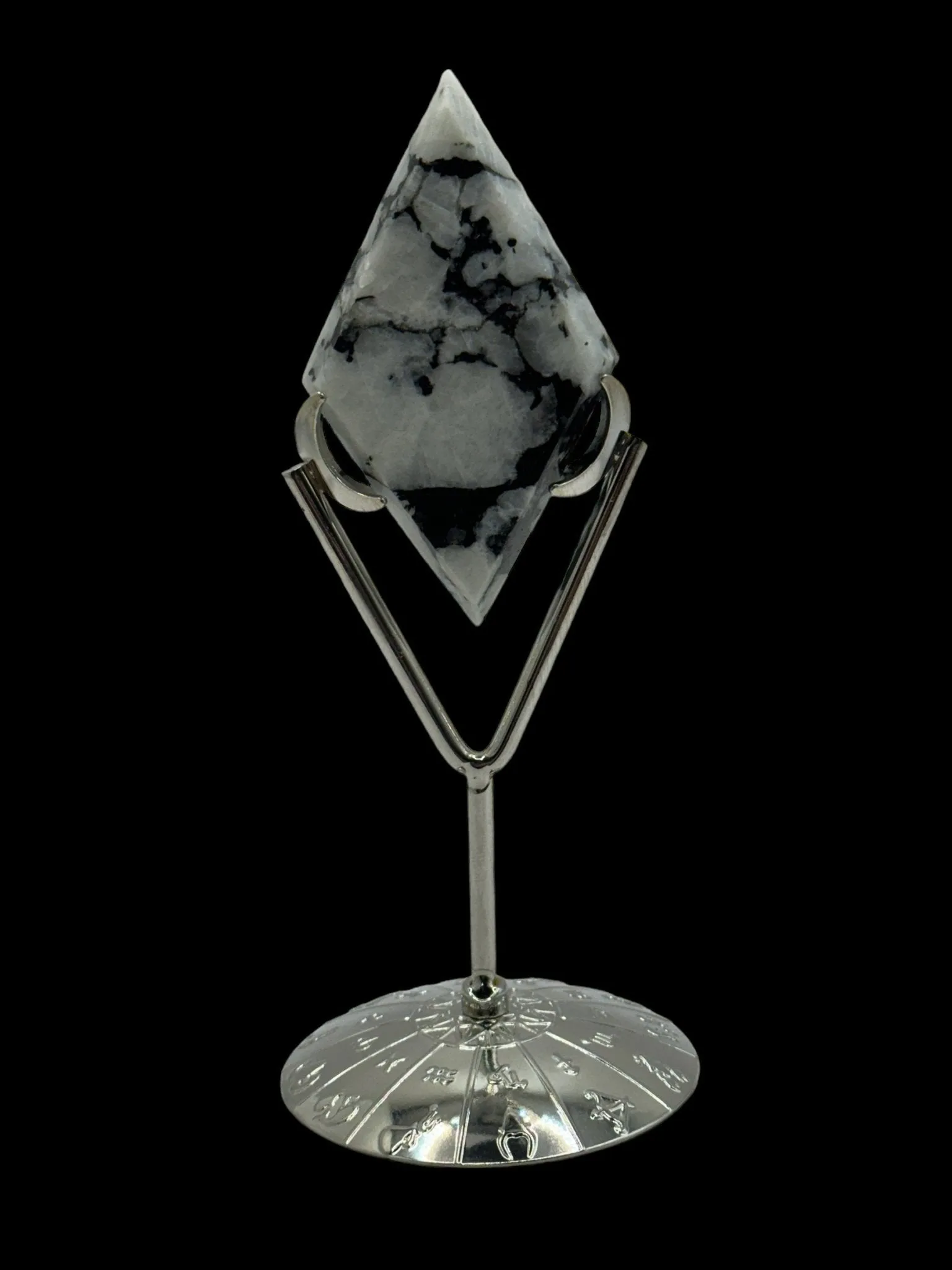Rainbow Moonstone Rhombus / Diamond with Stand