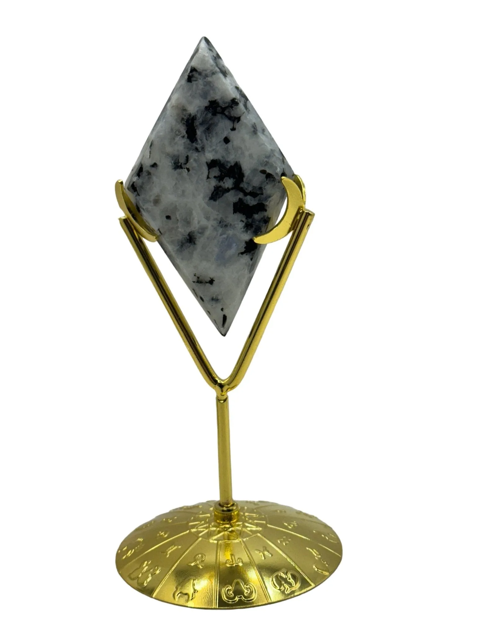 Rainbow Moonstone Rhombus / Diamond with Stand
