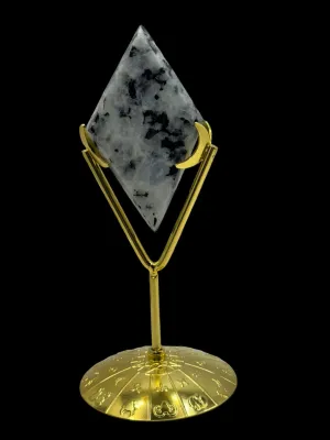 Rainbow Moonstone Rhombus / Diamond with Stand