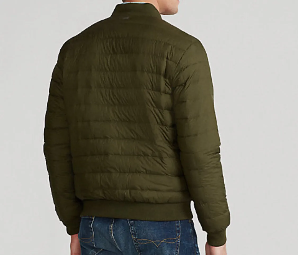 Ralph Lauren Men Olive Packable Down Bomber Jacket