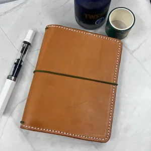 Ready-to-Ship, Reduced price for mark on back side of leather, Pocket Plus One Inch Width, Blonde Leather Traveler's Notebook