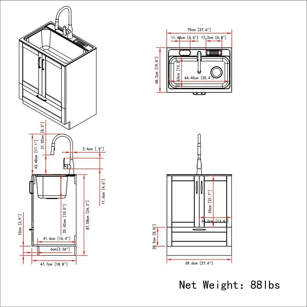 Reed All-In-One 28 inch Laundry Utility Sink and Cabinet