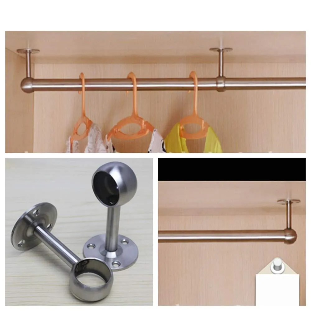 Reekey 4 Pack Clothes Hanger Hanging Tube Base Curtain End Bracket Support Kitchen Organizer (0.75")